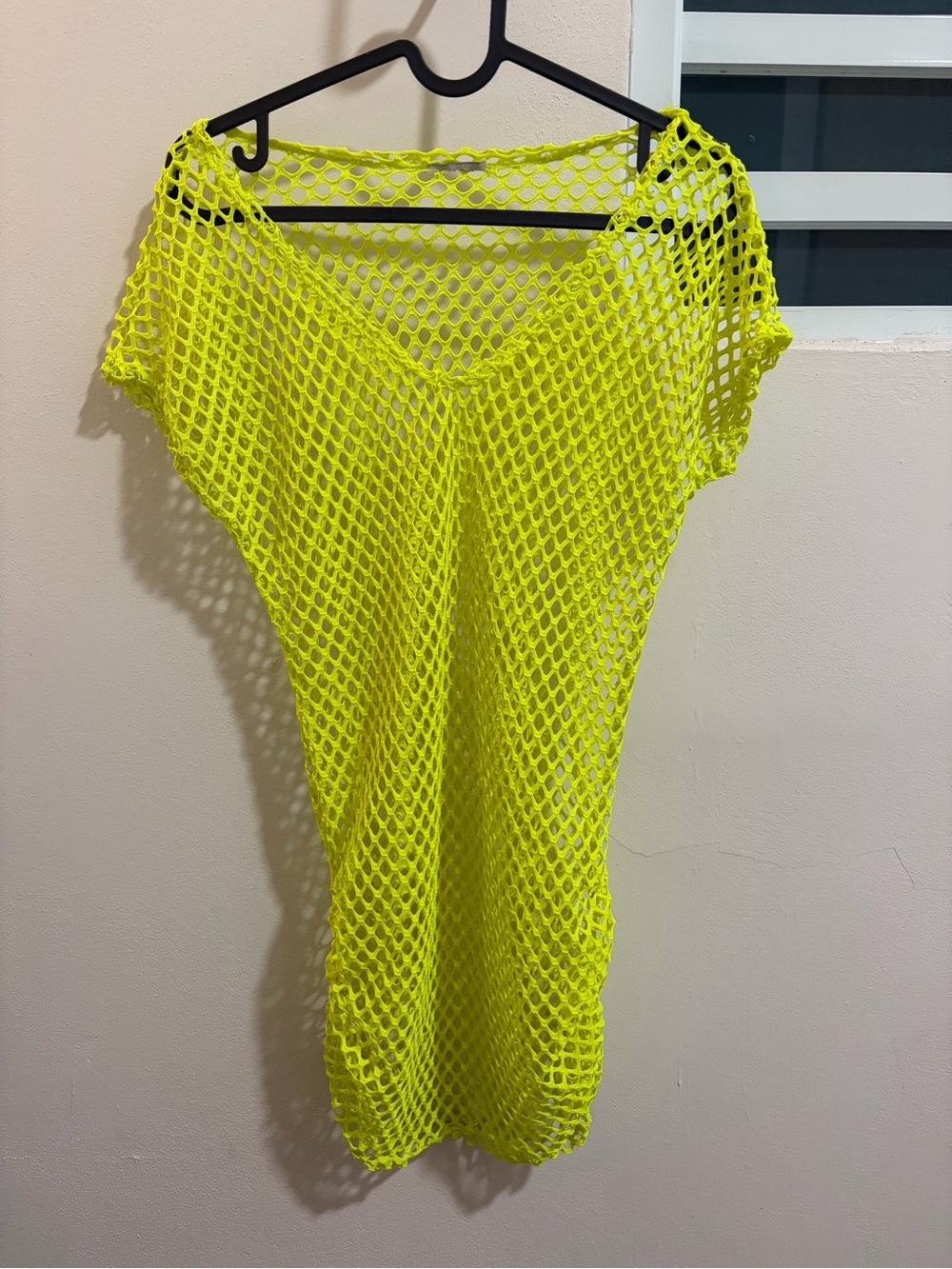 Neon Yellow Mesh Beach Cover-Up Dress